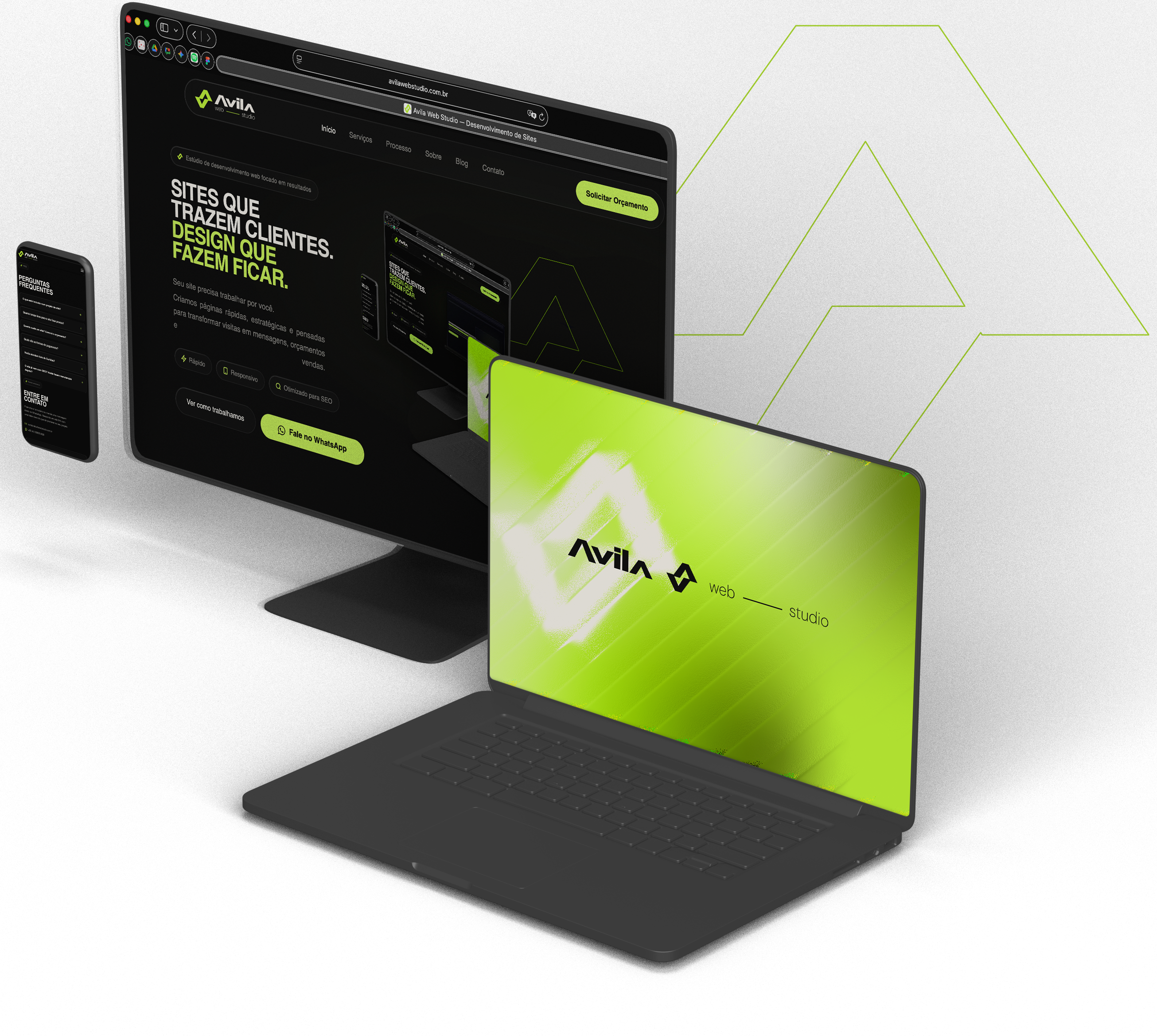 Preview do site Avila Web Studio em dispositivos